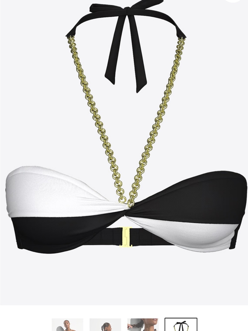 Victoria's Secret Black & White Twist Bandeau with Gold Chain